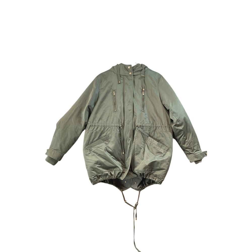 Torrid‎ Olive Green Twill Faux Fur Hooded Anorak Winter Parka Jacket Size 1